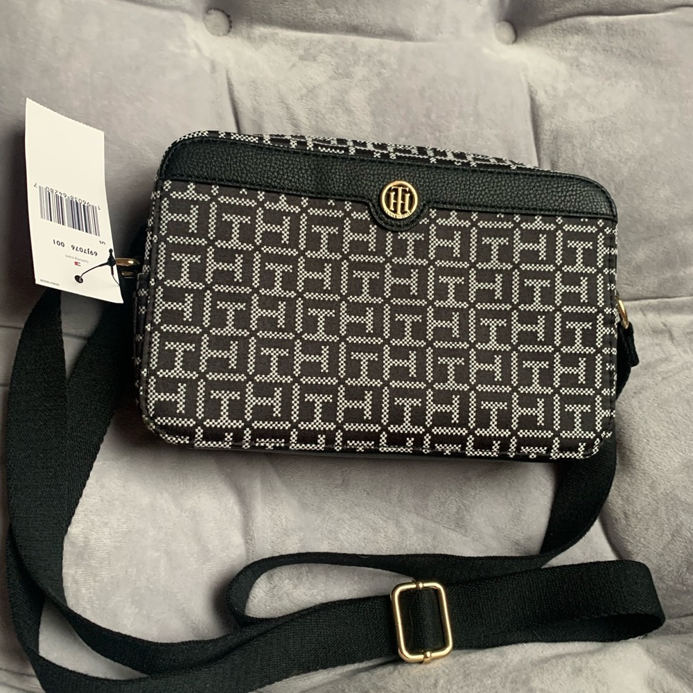 Tommy Hilfiger Monogram Black and White Crossbody Bag